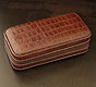 Double Watch Travel/Storage Case - Dark Brown Alligator Grain