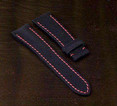 Breitling Style Rubber Texture (Kevlar Look) with Red Stitch - Click Image to Close