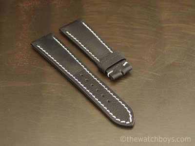 Breitling Style Black Ultrasoft Leather Strap with White Stitch - Click Image to Close
