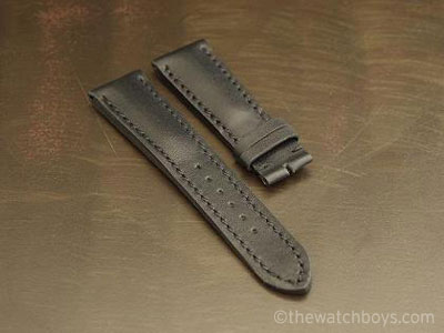 Breitling Style Black Leather Strap with Black Stitch - Click Image to Close