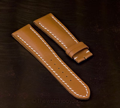 Breitling Style Tan Leather Strap with White Stitch - Click Image to Close