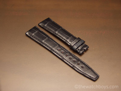 IWC Style Genuine Black Alligator Strap with Black Stitch - Click Image to Close