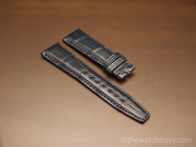 IWC Style Genuine Dark Blue Alligator Strap with Matching Stitch - Click Image to Close