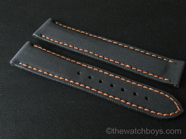 Omega Style Black Rubber Texture with Orange Stitch - Click Image to Close