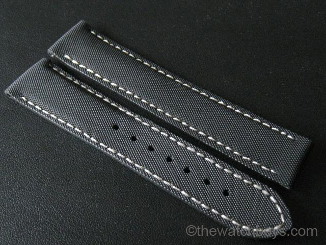 Omega Style Black Rubber Texture with White Stitch - Click Image to Close