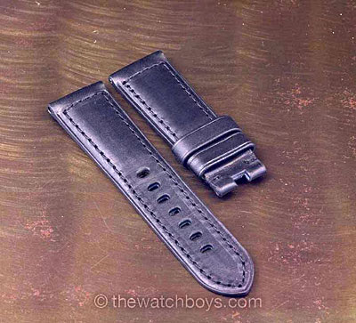 Black Italian Leather with Black Stitch for Deployant Buckle - Click Image to Close