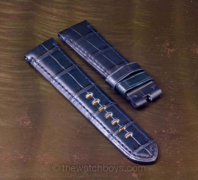 Dark Blue Alligator with Matching Stitch for Deployant Buckle - Click Image to Close