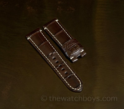 Dark Brown Alligator with White Stitch for Deployant Buckle - Click Image to Close
