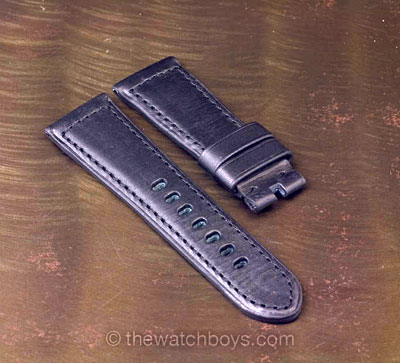Black Italian Leather with Black Stitch for Tang Buckle - Click Image to Close