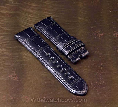 Black Alligator with Black Stitch for Deployant Buckle - Click Image to Close