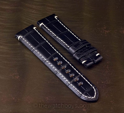 Black Alligator with White Stitch for Tang Buckle - Click Image to Close