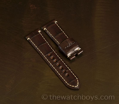 Dark Brown Alligator with White Stitch for Tang Buckle - Click Image to Close