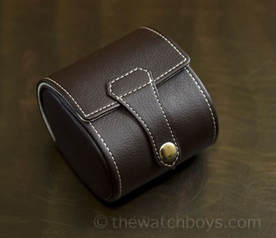 Single Watch Travel Case - Light Taupe - Smooth Leather