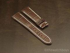 Breitling Style Genuine Chocolate Brn. Alligator w/ White Stitch