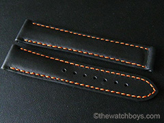 Omega Style Black Water Resistant Leather with Orange Stitch