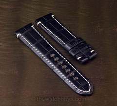 Black Alligator with White Stitch for Deployant Buckle