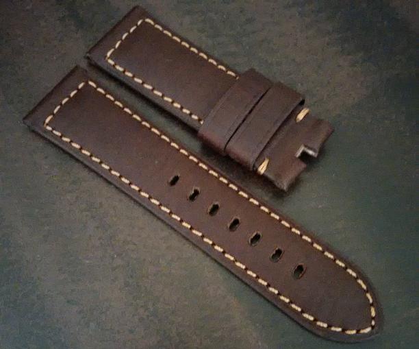 Chocolate Brown Leather with Tan Stitch for Tang Buckle