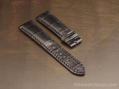 Breitling Style Genuine Black Alligator with Black Stitch - Click Image to Close