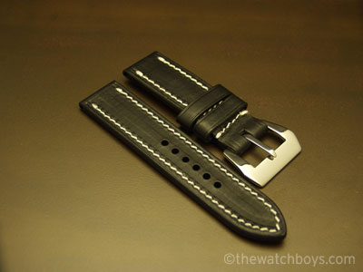 Vintage Black Italian Leather with White Stitch - Click Image to Close