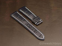 Breitling Style Genuine Dark Blue Alligator with White Stitch